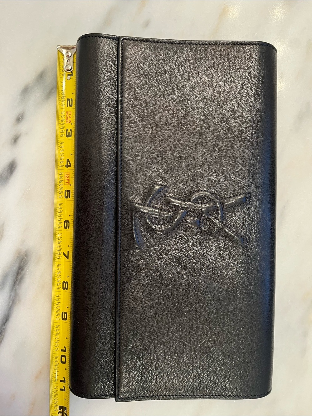YSL Yves Saint Laurent Black Calf Belle De Jour Purse Evening Bag Clutch MINT